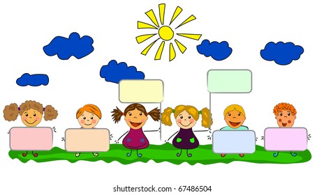 vector happy kids.