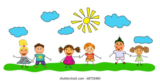 vector happy kids.