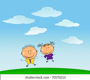 vector happy kids.