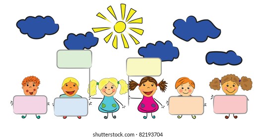 vector happy kids.