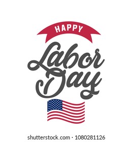 Vector Happy Labor Day card. National american holiday illustration with USA flag. Festive poster or banner