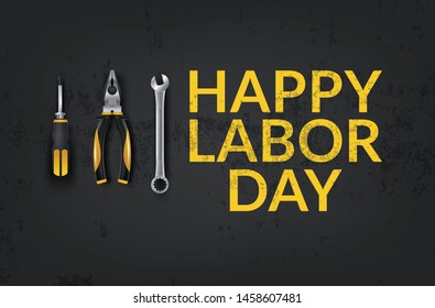 Vector Happy Labor Day card. National american holiday illustration with USA flag