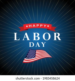 Vektor Happy Labour Day Karte. Nationale amerikanische Feriengrafik mit US-Flagge. 