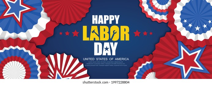 Vector Happy Labor Day card. National american holiday illustration with USA flag. 