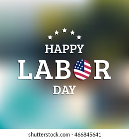 Vector Happy Labor Day card. National american holiday illustration with USA flag. Festive poster or banner with lettering.