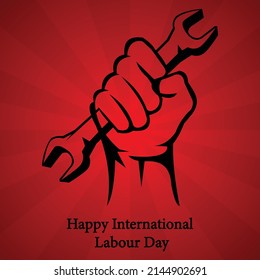 Vector, happy labor day poster or banner with clenched fist. workers day poster. Design for International Day for Abolition of Slavery