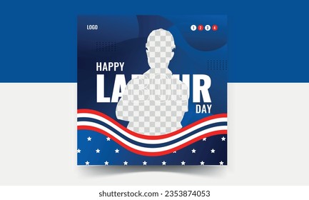 Vector Happy Labor Day Social Media Post Design trendy template.