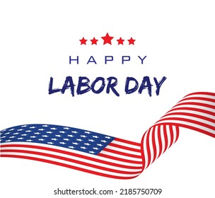 Vector of Happy Labour Day mit Waving American Flag, 7. September, American Labour Day.