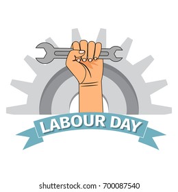 Vector happy labour day poster or banner with clenched fist 