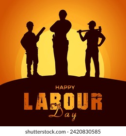 Vector happy labour day typography banner design