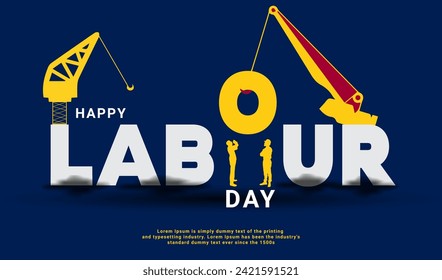 Vector happy labour day typography banner design.