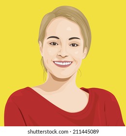 Vector of happy lady portrait.
