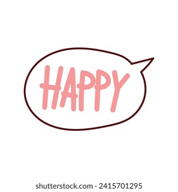 Vector happy vector lettering on white background.
