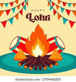 vector happy lohri poster template