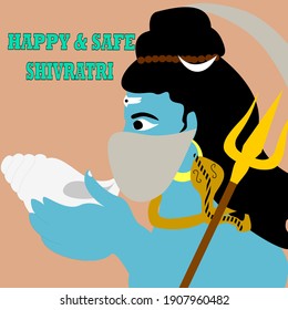 Vector Of Happy Maha Shivratri Hindu Festival Celebrate Lord Shiva With Medical Face Mask, Banner,poster.