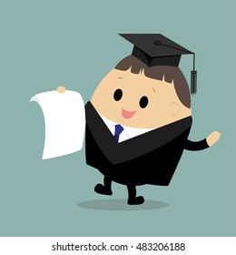 Vector of happy man  on graduation day with blank diploma for text