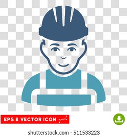 Vector Happy Mechanic EPS vector pictogram. Illustration style is flat iconic bicolor cyan and blue symbol on a transparent background.