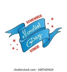 Vector Happy Memorial Day card. National american holiday illustration. Festive poster or banner with hand lettering.