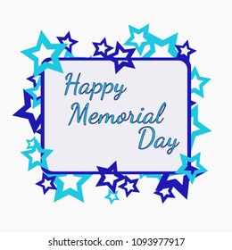 Vector Happy Memorial Day card. National american holiday illustration  poster or banner with hand lettering.