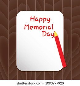 Vector Happy Memorial Day card. National american holiday illustration  poster or banner with hand lettering.