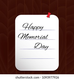 Vector Happy Memorial Day card. National american holiday illustration  poster or banner with hand lettering.