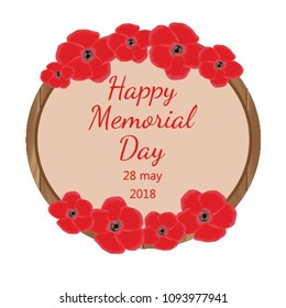 Vector Happy Memorial Day card. National american holiday illustration  poster or banner with hand lettering.