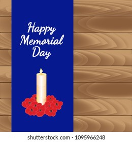 Vector Happy Memorial Day card. National american holiday illustration poster or banner with hand lettering.