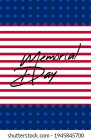 Vector Happy Memorial Day card. National american holiday illustration . Festive poster or banner.