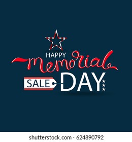 Vector Happy Memorial Day card, sale banner template design. Stars and Stripes.