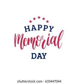 Vector Happy Memorial Day card. National american holiday illustration with stars. Festive poster or banner with hand lettering.