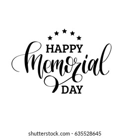 Vector Happy Memorial Day card. National american holiday illustration with stars. Festive poster or banner with hand lettering.