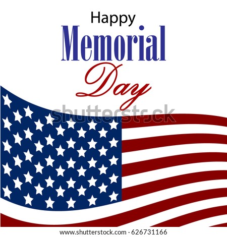Vector Happy Memorial Day card. National american holiday illustration with USA. Festive poster or banner with hand lettering.