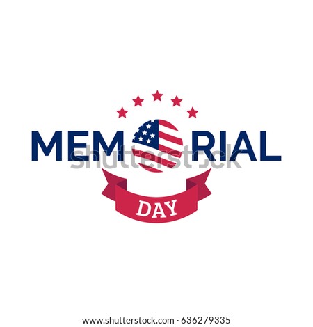 Vector Happy Memorial Day card. National american holiday illustration with USA flag. Festive poster or banner with lettering.