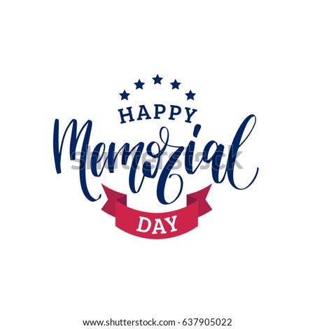 Vector Happy Memorial Day card. National american holiday illustration with stars and ribbon. Festive poster or banner with hand lettering