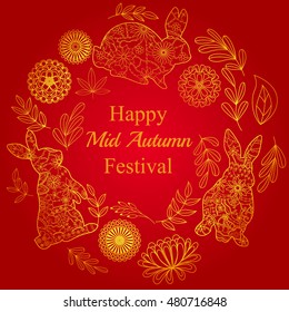 Vector happy mid autumn festival card