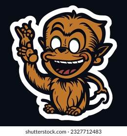 Vector Happy Monkey Sticker Design