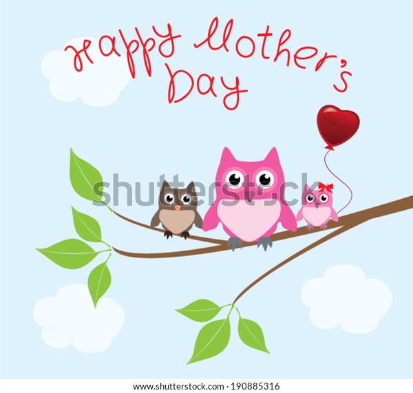 Vector Happy Mothers Day Card Cute Stock Vector Royalty Free