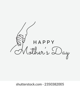 Vector happy mother's day design hands holding with badge typography
