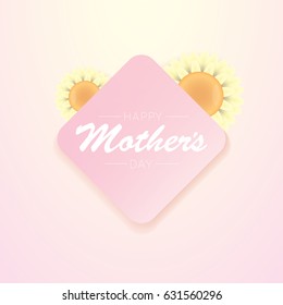 vector happy mothers day vector greeting card with flowers and text. mothers day soft pink beauty background