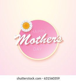 vector happy mothers day vector greeting card with flowers and text. mothers day soft pink beauty background