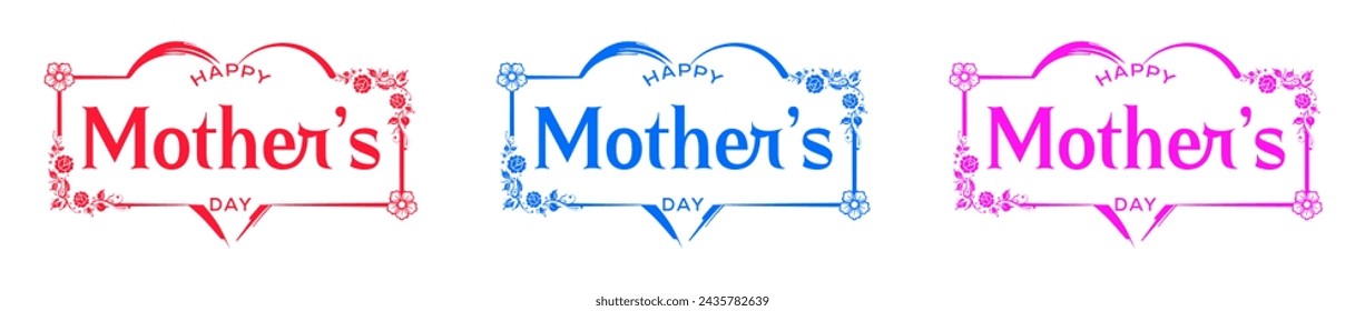 Vector happy mothers day typography poster with heart and flowers.