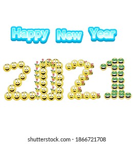 Vector Happy New 2021 Year. Holiday vector illustration of simple numbers 2021