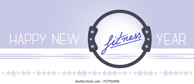 Vector happy new fitness year design with Pilates ring