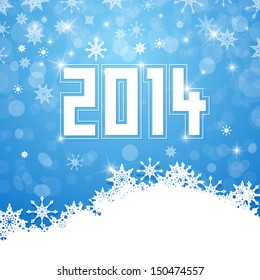 Vector Happy New Year 2014 Blue Background