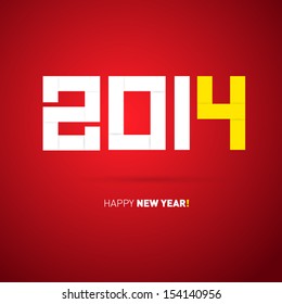 Vector Happy New Year 2014 Title on Red Background 