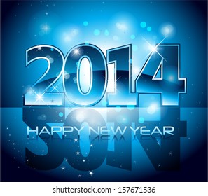 Vector Happy New Year 2014 blue colorful background eps 10