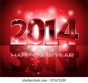 Vector Feliz Año Nuevo 2014 tonos rojos de fondo 10