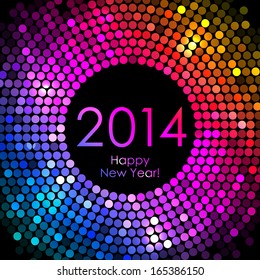 Vector - Happy New Year 2014 - Colorful Disco Lights Background