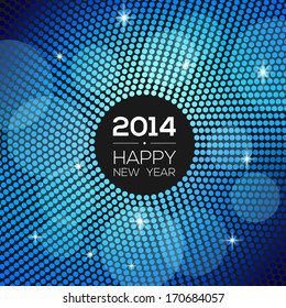 Vector - Happy New Year 2014 - blue disco lights frame