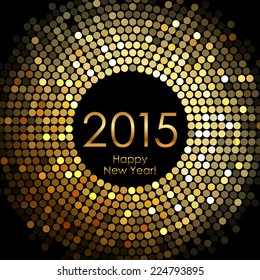 Vector - Happy New Year 2015 - gold disco lights frame